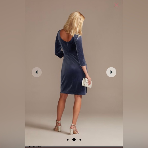 NWT Oleg Cassini Velvet Blue Prom Dress - Picture 2 of 4